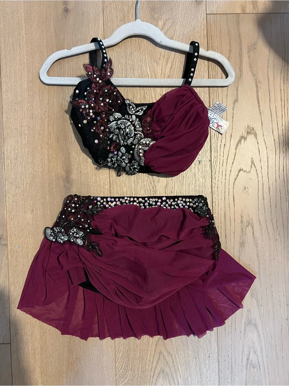 Glamour Purple and Black Kids Dance Costume Two-Piece Set